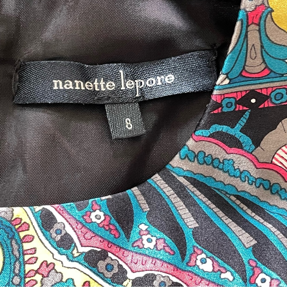 Nanette Lenore Gotham Stakes Paisley Silk Mini Shift Dress - Size 8 - Picture 8 of 12